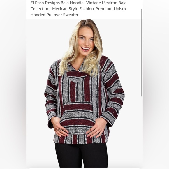 NWOT Baja style woven hoodie - Picture 5 of 7